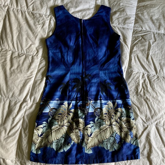 Pacific Legend VTG Hawaii Mini Dress Womens M Chopper Motorcycle Blue Cotton USA - Picture 6 of 14